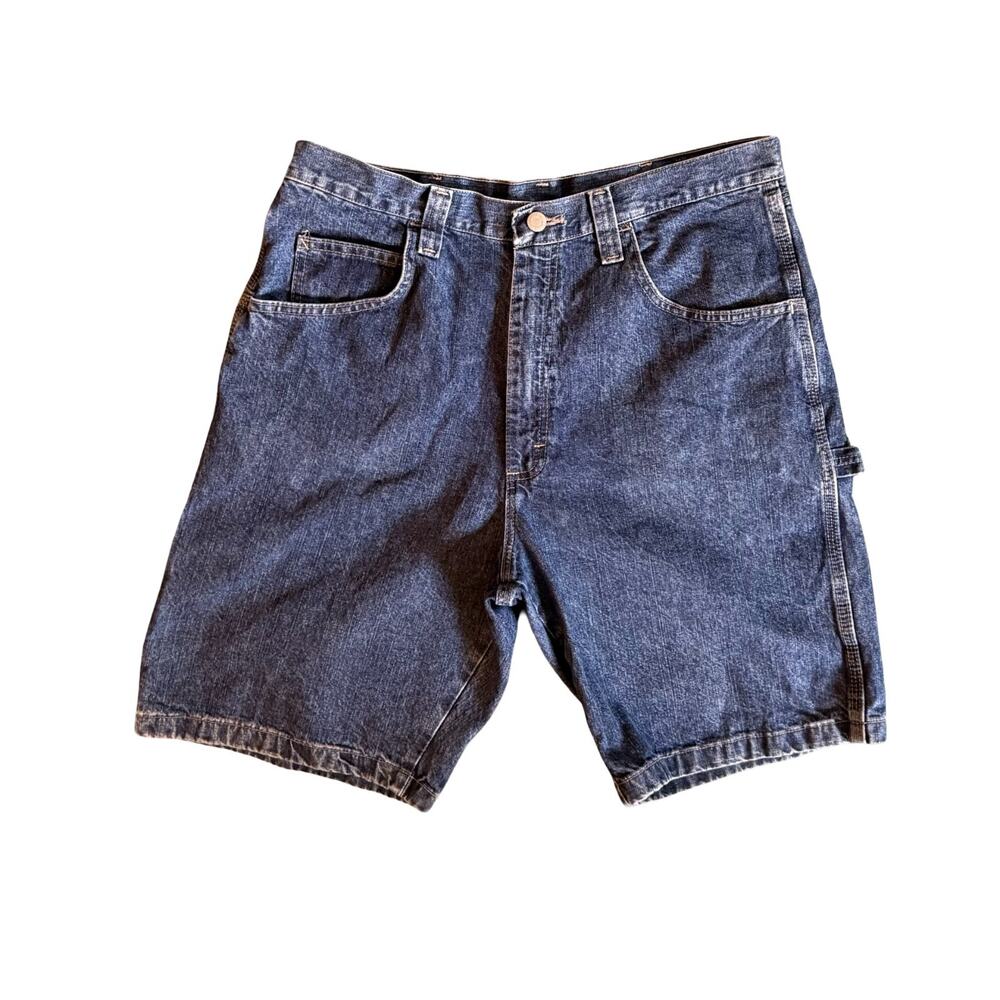 Wrangler Denim Shorts Mens Size 34 Relaxed Carpenter Dark Wash Utility Y2K